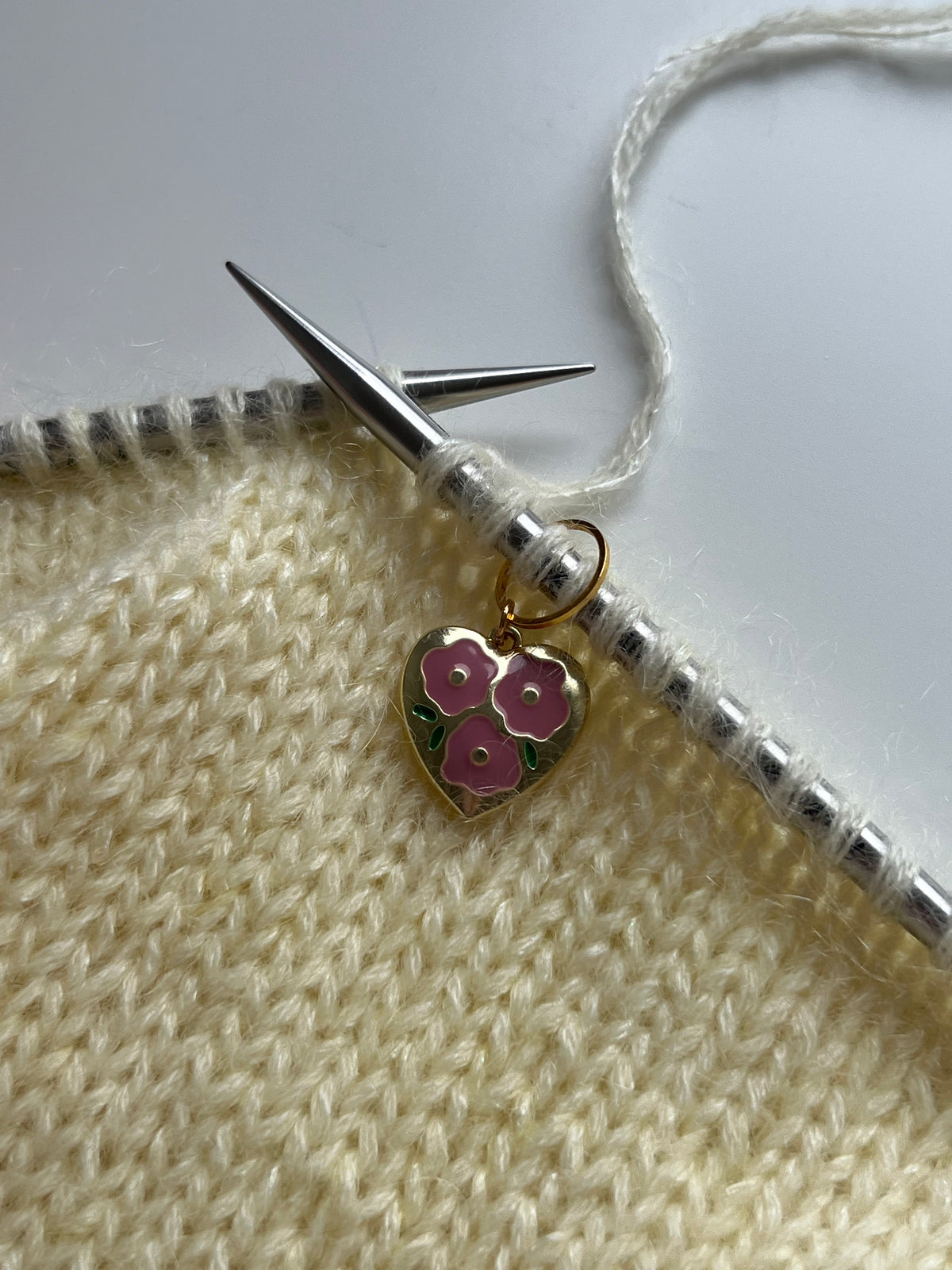 Gold Heart Pink Flowers